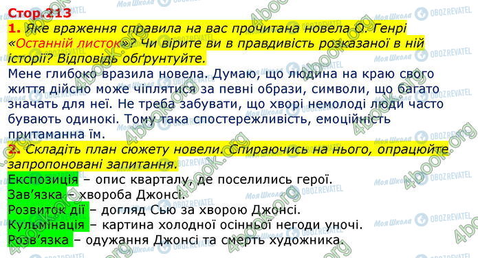 ГДЗ Зарубіжна література 7 клас сторінка Стр.213 (1-2)